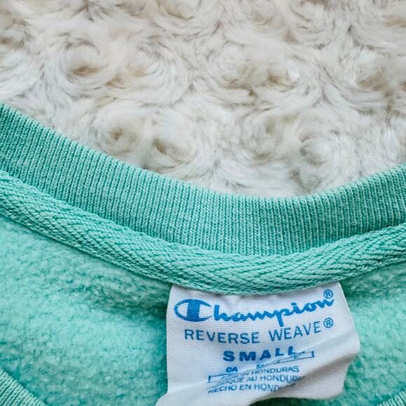 Champion Life Womens Reverse Weave Sea Green Crewneck Cotton Heavy Sweatshirt S - Picture 9 of 12